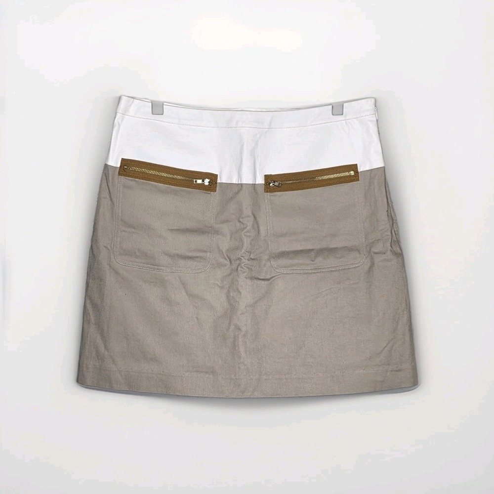 Anthropologie Sachin + Babi McGee Mini Skirt Color Block Khaki White Preppy Sz 8